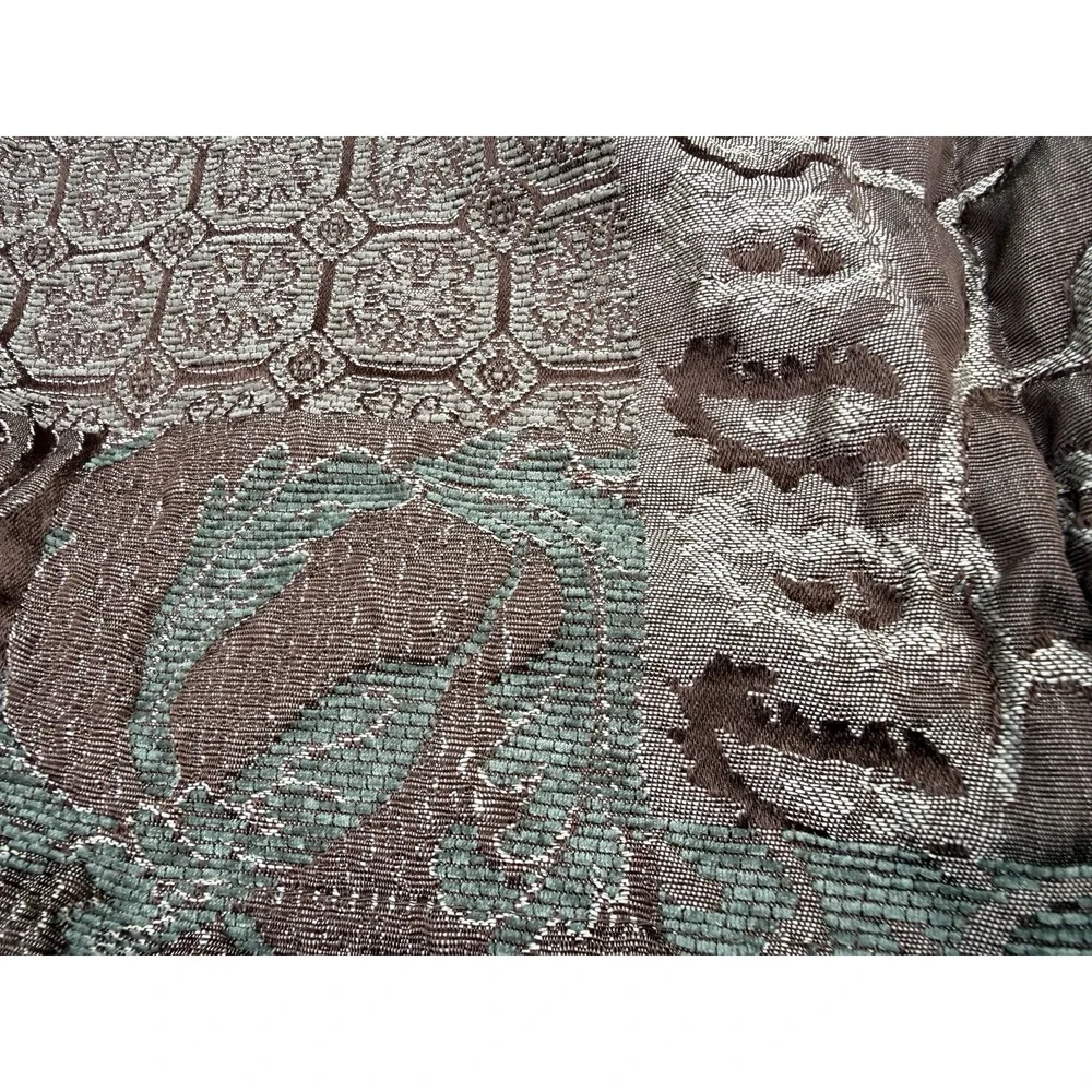 Croscill Galleria King Shams Pair Brown Green Gold Patchwork Paisley Jacquard